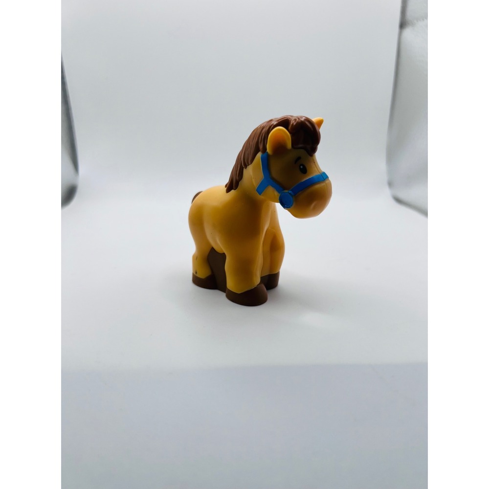 Fisher-Price Little People Blue Halter Brown Horse Figure 2018 Barnyard Animals